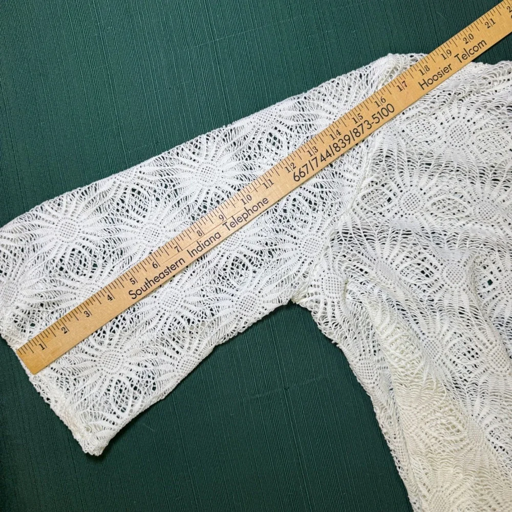 Always For Me‎ White Crochet Lace Swim Cover Up Tunic V-Neck 1X